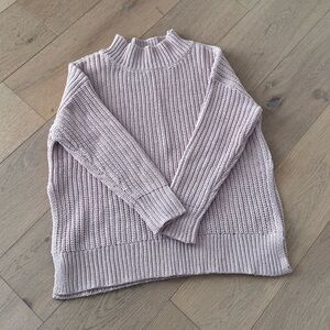 Aerie Chunky Knit Mock Neck Side Slit Sweater Pink XSmall